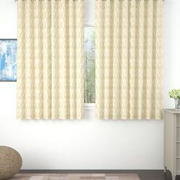 Story@home Set of 4 Cream-Coloured & Beige Floral Room Darkening Window Curtain-15