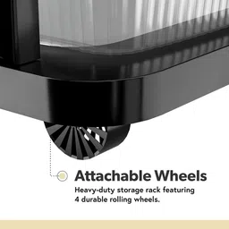 Kuber Industries Black 3 Layer Modular Cabinet Plastic Storage Drawer With Wheels image 3