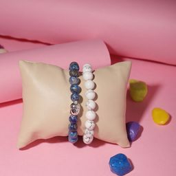 TAG 7 Set Of 2 Natural Stone Howlite & Sodolite Elasticated Slip-On Bracelet-image-9