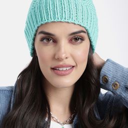 Magic Needles Unisex Turquoise Blue Self Design Beanie-image-25