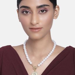 Peora Women White & Gold-Toned Gold-Plated CoinNecklace-image-41