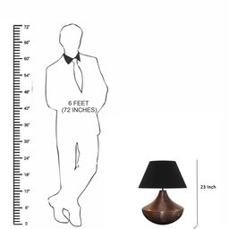 THE LIGHT STORE Copper-Toned & Black Self Design Bedside Table Lamp with Shade image 5