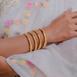 Zeraki Jewels Vidya Set Of 4 Gold-Plated Textured Bangles image 2