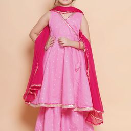 Bitiya by Bhama Girls Ethnic Motifs Printed Empire Gotta Patti Kurta with Sharara-image-68