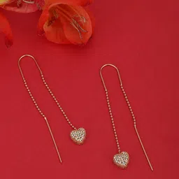 Carlton London Rose Gold-Plated CZ-Studded Heart Shaped Drop Earrings-image-8
