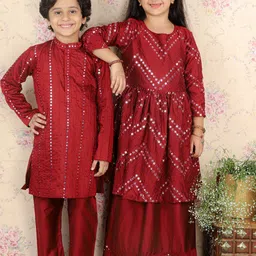 VASTRAMAY Girls Embellished Mirror Work Ready to Wear Lehenga & Blouse-image-97