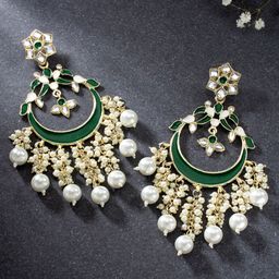 Peora Gold-Plated Crescent Shaped Chandbalis Earrings-image-2