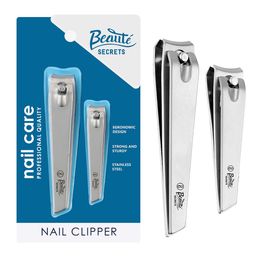 Beaute Secrets Set of 2 Stainless Steel Nail Clippers With Sharp Curved Blades-12