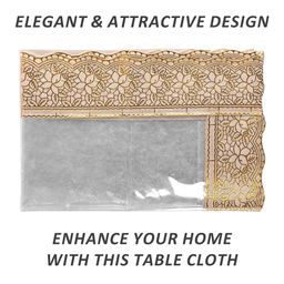 Kuber Industries Transparent & Beige 6-Seater Rectangular Table Cover image 3