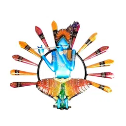 apka mart Yellow & Blue Krishna Wall Hanging With LED Light-image-6