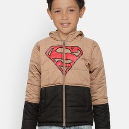 GAME BEGINS Boys Brown & Black Printed Hooded Padded Jacket-image-4