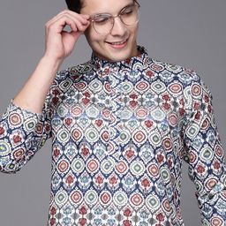 Indo Era Men Multicoloured Ethnic Motifs Printed Kurta-8