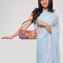 ZOUK Floral Printed Structured Baguette Bag Handbags-image-76