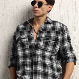 Hubberholme Oversized Cotton Casual Check Waffel Double Pocket Full Sleeve Shirt-image-37