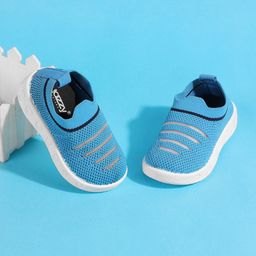 Jazzy Juniors Infant Kids Woven Design Padded Insole Contrast Sole Mesh Slip-On Sneakers-picture-13