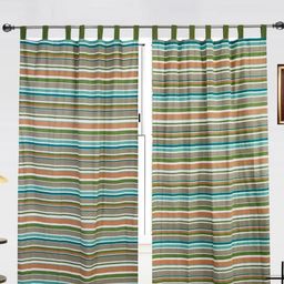 Dekor World Multicoloured Set of 2 Striped Long Door Curtain-4