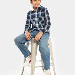 LilPicks Boys Smart Tartan Checked Cotton Shirt With Detachable Hood-image-27