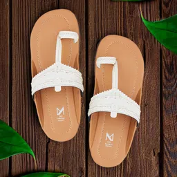 THE MADRAS TRUNK Men Tan Kolhapuris Textured Comfort Sandals-51