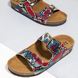 HERE&NOW Women Multicoloured Slip-On sliders-image-41