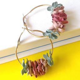 OOMPH Gold-Plated Handcrafted Floral Hoop Earrings-image-84