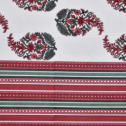Clasiko White & Red Floral Printed Cotton 6-Seater Rectangle Table Cloth image 5