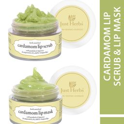 Just Herbs Set of 2 Cardamom Lip Scrub & Lip Mask-32