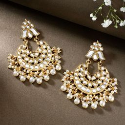 Peora Gold-Plated Kundan Contemporary Chandbalis-57