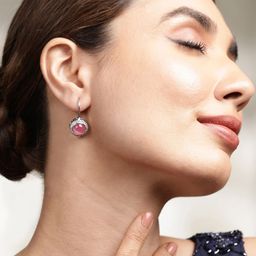 Rubans Rhodium-Plated Contemporary Drop Earrings-12