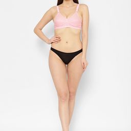 Floret Pink & Coral Self Design Non-Wired Non Padded Set of 2 Everyday Bra image 4