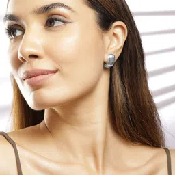 Rubans Voguish Rhodium Plated Studs Earrings-54
