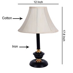 Devansh Off-White & Black Solid Bedside Standard Table Lamp with Shade image 4