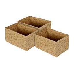 Kuber Industries Unisex Beige Set of 3 Metalic Floral Print Non-Woven Drawer Storage And Cloth Organiser-10