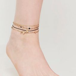 OOMPH Set Of 4 Gold-Toned & Black Delicate Anklets-1