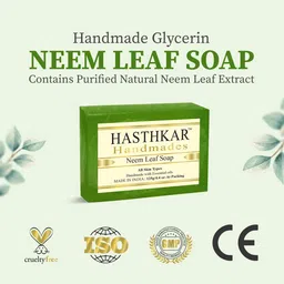 Hasthkar Set of 5 Handmade Neem Leaf Soap with Glycerin & Coconut Oil - 125 g Each image 4