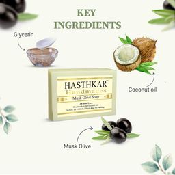 Hasthkar Set of 5 Musk Olive Handmade Soaps for All Skin Types - 125 g Each image 4