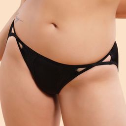 Enamor Women Black Embroidered Cotton Bikini Briefs-picture-29