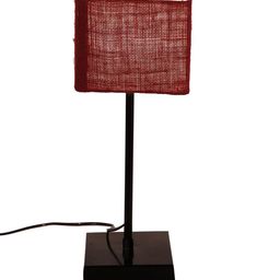 Devansh Maroon & Black Solid Contemporary Handcrafted Square Table Lamp image 3