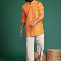 Sangria Band Collar Long Sleeves Kurta image 3