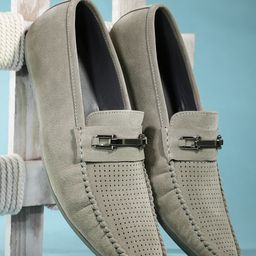 Mast & Harbour Men Grey Perforations Loafers-image-11