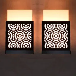 Gojeeva Black & White 2 Pieces Textured Contemporary Wooden Rectangle Shaped Wall Lamp-24