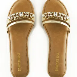 Signature Sole Embellished Open Toe Flats-image-8