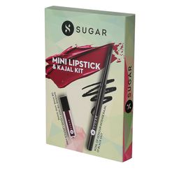 SUGAR Set of Kohl Of Honour Intense Kajal 01 & Smudge Me Not Liquid Mini Lipstick 08-36