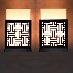 Gojeeva Black 2 Pieces Textured Contemporary Rectangle Shaped Wooden Hanging Lamp-image-57