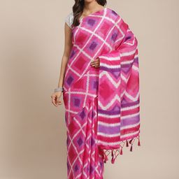 Rajnandini Pink & White Printed Kota Saree-11
