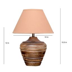 THE LIGHT STORE Brown Self-Design Table Lamp With Beige Shade image 2