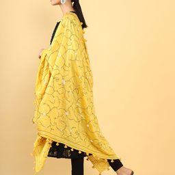 Soch Mustard & Black Embroidered Dupatta with Thread Work image 5