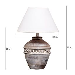 THE LIGHT STORE White & Brown Self-Design Bedside Standard Table Lamp With White Shade image 2