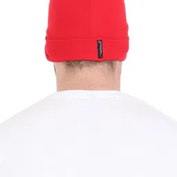 FabSeasons Unisex Red Solid Beanie image 3