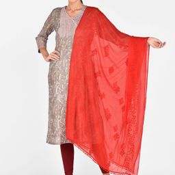 Dupatta Bazaar Red Embroidered Dupatta image 4
