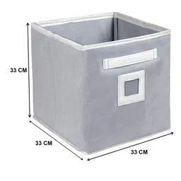 Kuber Industries Set Of 2 Grey & White Solid Large Storage Cubes With Handle image 2